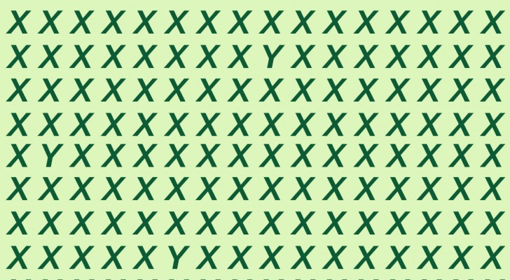 Ett visuellt test för riktiga experter: om du hittar 6 stycken Y gömd mellan alla X har du en fenomenal syn