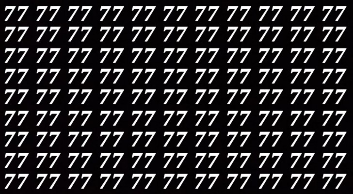 Test yourself with this visual quiz: find the hidden number "72" among all the "77s" in just 10 seconds