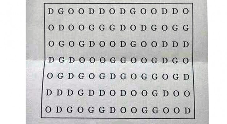 Nascosta tra tutte queste lettere c'è la parola inglese GOD (Dio): riesci a individuarla?