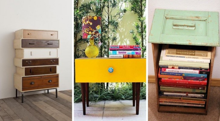 11 fantasievolle Ideen für die Dekoration mit alten, recycelten Schubladen