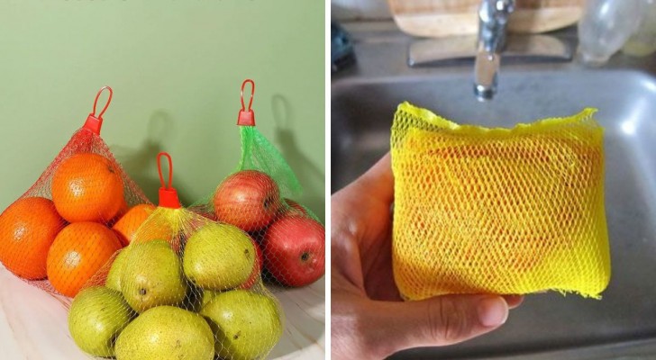 Buste in rete di frutta e verdura: non buttarle, puoi riutilizzarle in casa con creatività