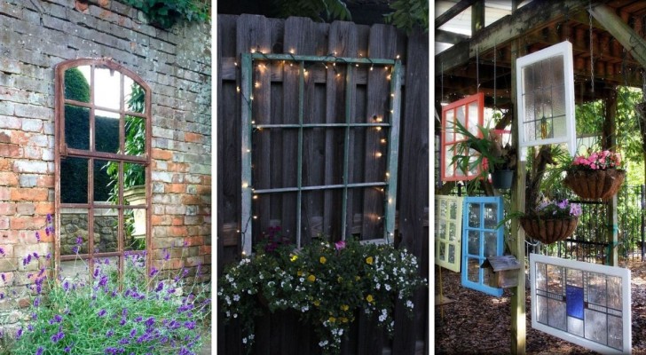 12 idee piene di inventiva per riciclare vecchie finestre e arredare il giardino con originalità