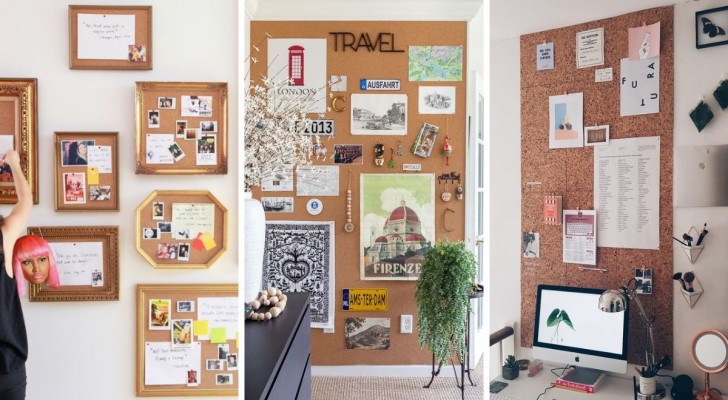 Anslagstavlor och väggar av kork för att dekorera och organisera: idéer om personlig inredning