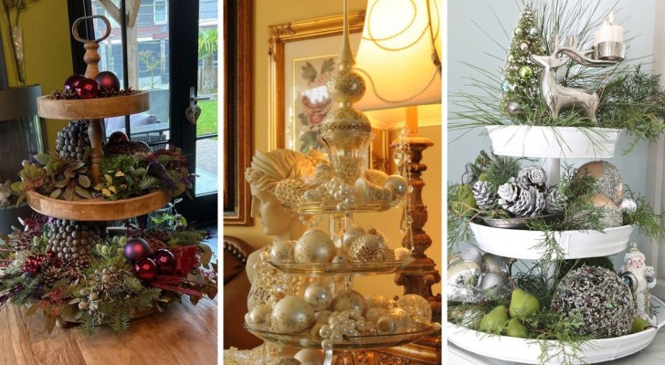 Utilisez les présentoirs à desserts comme décor pour vos décorations de Noël : 14 idées dont vous inspirer