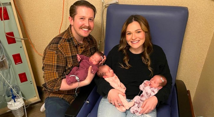 Donna partorisce 3 gemelline: la sua tripletta è un caso estremamente raro!