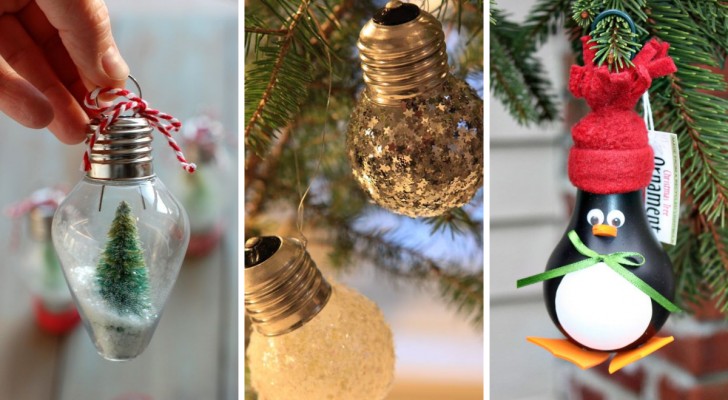 12 straordinare idee per riciclare le vecchie lampadine e trasformarle in ornamenti di Natale