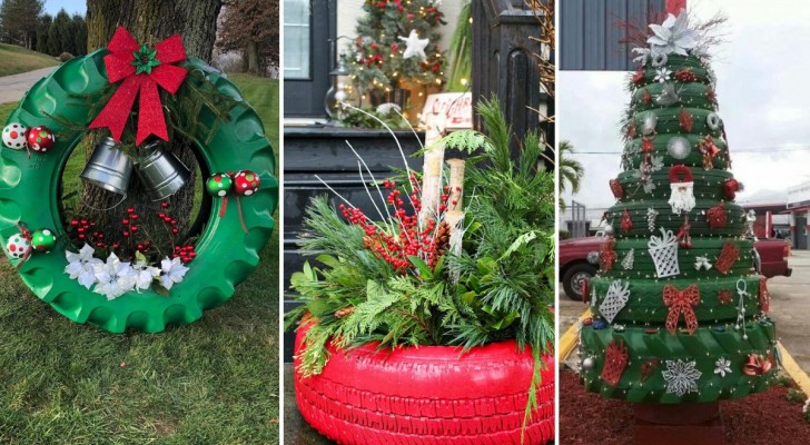 Addobbare il Natale con il riciclo dei vecchi pneumatici: 12 idee creative