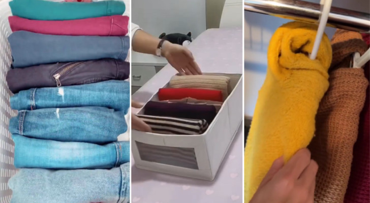 Maximieren Sie den Platz in den Schubladen Ihres Kleiderschranks, indem Sie die Kleidung richtig falten
