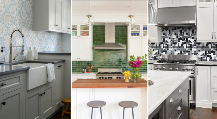 Cercate un paraschizzi per la vostra cucina dai mobili bianchi? Provate queste 16 soluzioni