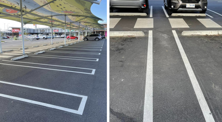 Australië, parkeerplaats gefotografeerd met “revolutionaire” strepen: nu willen mensen ze overal