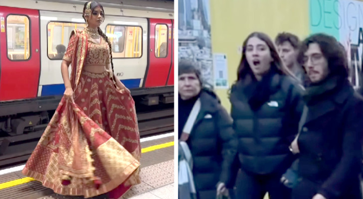 Si mostra per le strade di Londra in uno stupendo abito da sposa indiano: la reazione dei passanti è unica