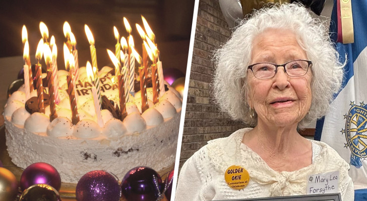 Den här kvinnan har precis fyllt 100 år, men på hennes tårta fanns det enbart 25 ljus