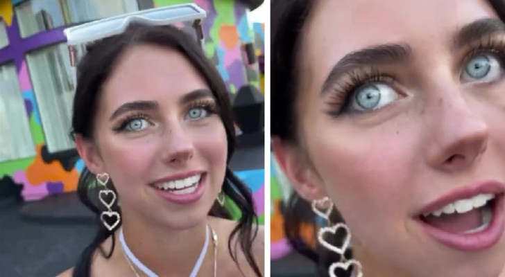 Tout le monde lui demande si ses yeux très clairs sont faux : elle répond en montrant une photo d'elle enfant
