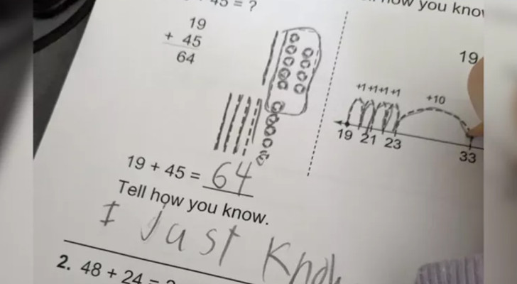 Une petite fille trouve la réponse parfaite au devoir de mathématiques qu'elle n'arrive pas à résoudre : les internautes l'applaudissent