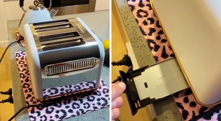 Krümelfach eines Toasters, das herausgezogen wird