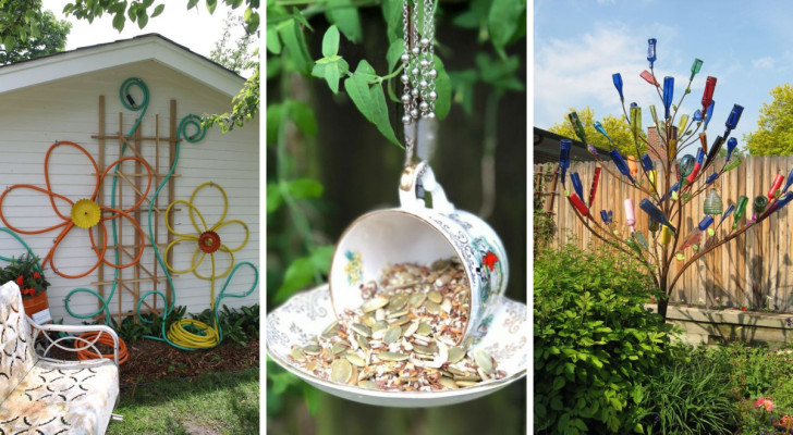 Create a beautiful garden by recycling common objects into amazing decorations