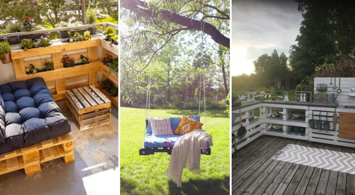 Furnishing outdoor spaces: 18 ideas using pallets for your outdoor areas