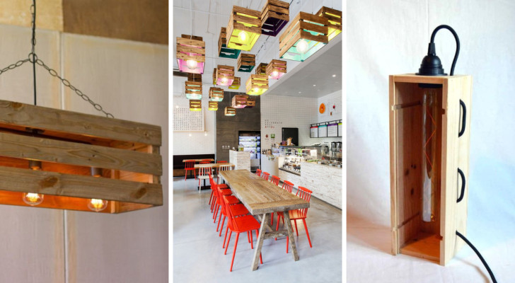 8 amazing ideas for making lamps and lampshades with wooden crates