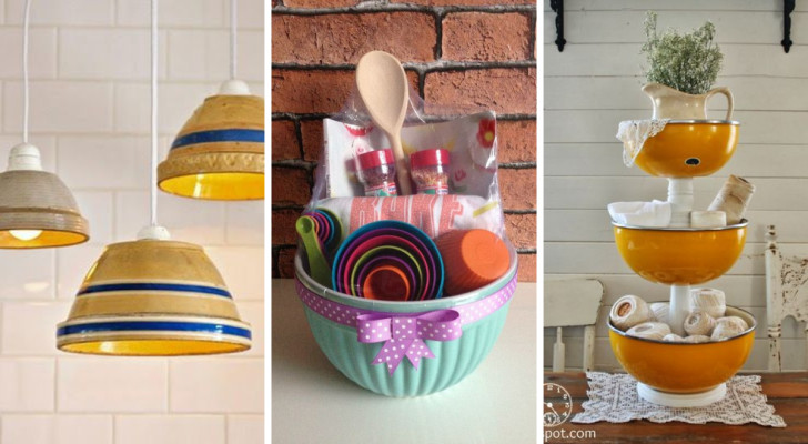 objects made from old, recycled bowls