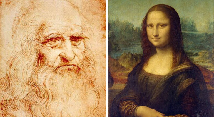 Selbstbildnis von Leonardo da Vinci und sein berühmtestes Werk, die Mona Lisa