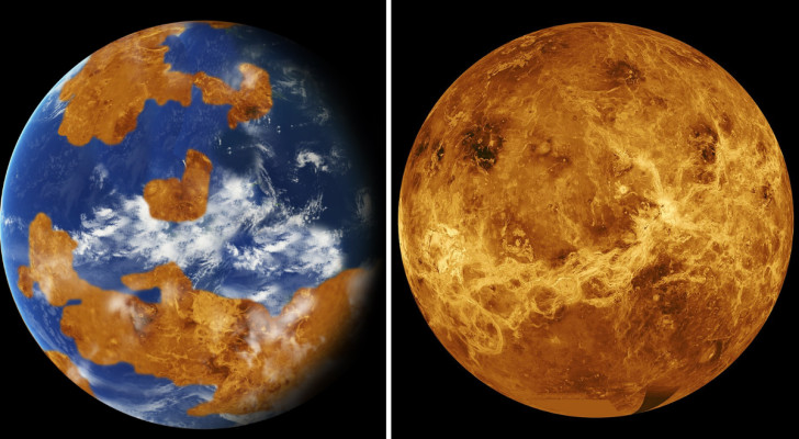 La planète Vénus quand elle avait encore de l'eau et le globe aride d'aujourd'hui