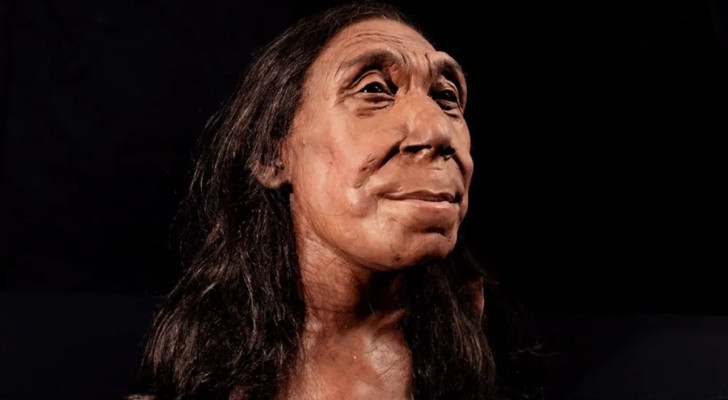 Het gereconstrueerde gezicht van Shanidar Z, een Neanderthaler-vrouw die 75.000 jaar geleden leefde