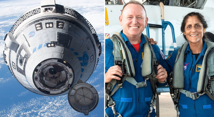 La capsula Starliner della Boeing in volo verso la ISS e gli astronauti Barry Wilmore e Sunita Williams nel 2022