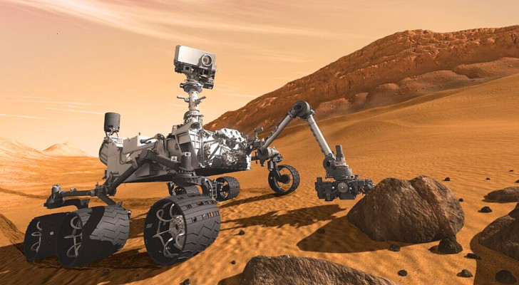 Künstlerisches Konzept des Curiosity-Rovers vom Mars Science Laboratory der Weltraumbehörde NASA