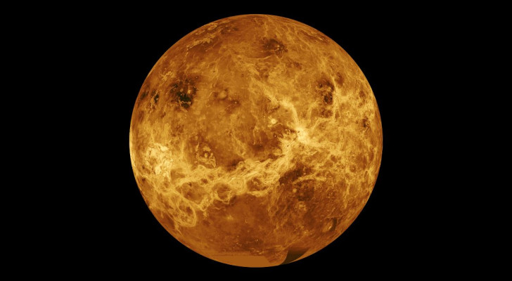Zicht op het oppervlak van Venus gebaseerd op radarbeelden van de Magellan sonde