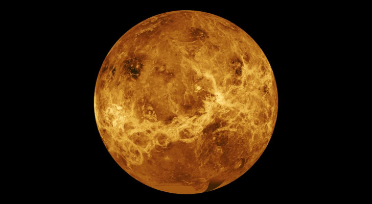 Vy över Venus yta skapad på basis av radarbilder från rymdsonden Magellan