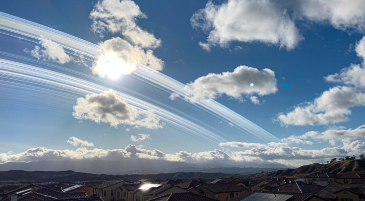 Konstnärlig representation av en himmel som liknar den som fanns för cirka 460 miljoner år sedan, när Jorden hade planetringar