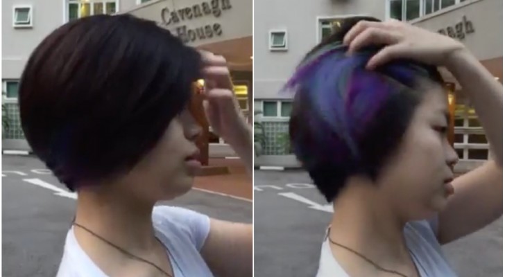 This girl has normal dark hair, but when she touches them ... OMG !