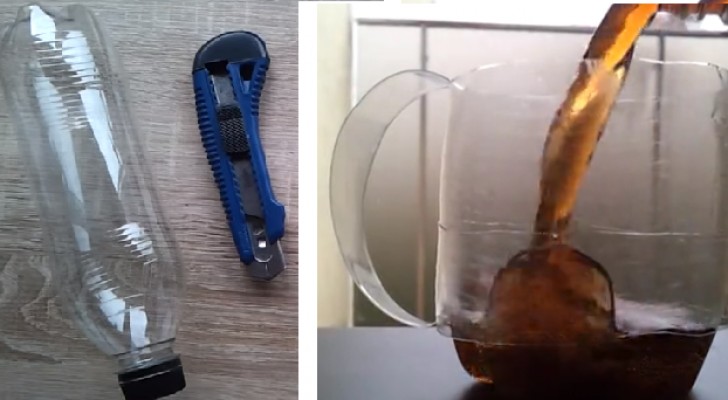Wie man eine Plastikflasche i eine Tasse verwandeln, ohne Kleber, Tesafilm oder Nägel zu benutzen