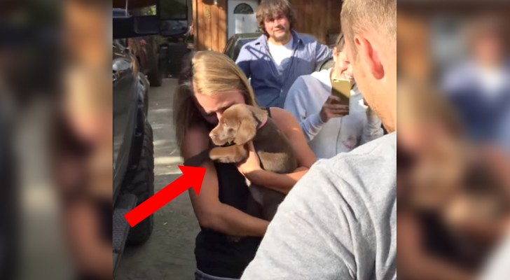 He gives a dog to his girlfriend as apresent... But she doesn't know that there's another great surprise !