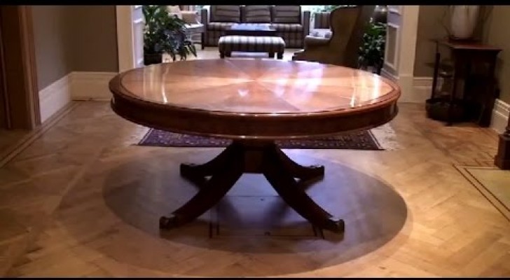 It is a normal dining table, but soon reveals a surprise !