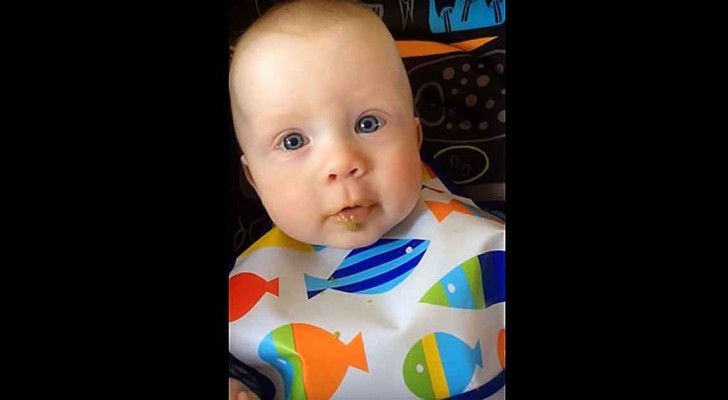 Mom sings while her baby eats ... His reaction will force her to quit!