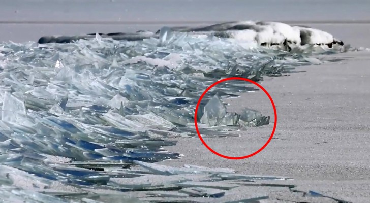 Una coppia di fotografi riprende un fenomeno spettacolare sul lago ghiacciato