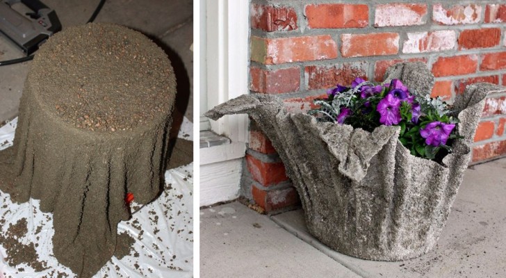 Come creare un bellissimo vaso usando solo un asciugamani e del cemento