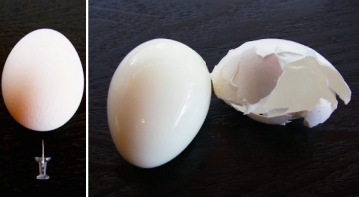Maak een gaatje in een ei met een punaise: met deze truc kun je binnen een handomdraai een ei pellen 