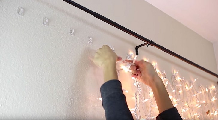 Hanging Xmas lights behind your bed?!? --- Yes, the final result is both economical and beautiful!