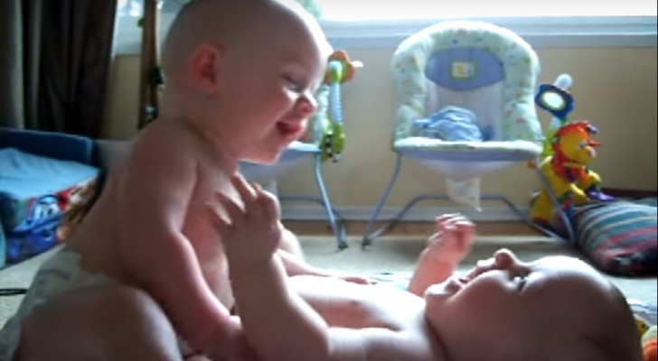 These twin baby boys are talking to each other -- Just listen to their unique language!
