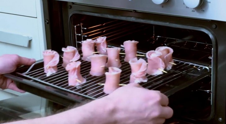 Put some bacon strip rolls in the oven to make "Bacon Roses"!