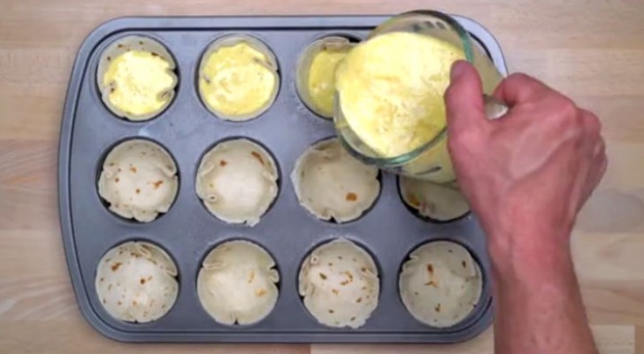 Place a mixture of tasty ingredients in a muffin pan --- The result? Irresistible!