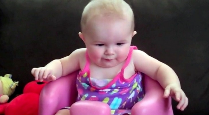 A father finds a new way to tickle his baby --- The baby's reaction is so cute....