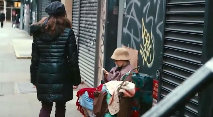 A girl passes right by a homeless woman --- but does not realize who she really is!