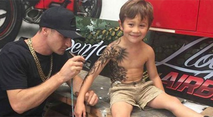 Als mensen zien dat hij kinderen tatoeëert, is iedereen ontzet. Maar er is een verklaring ... en deze is prachtig.