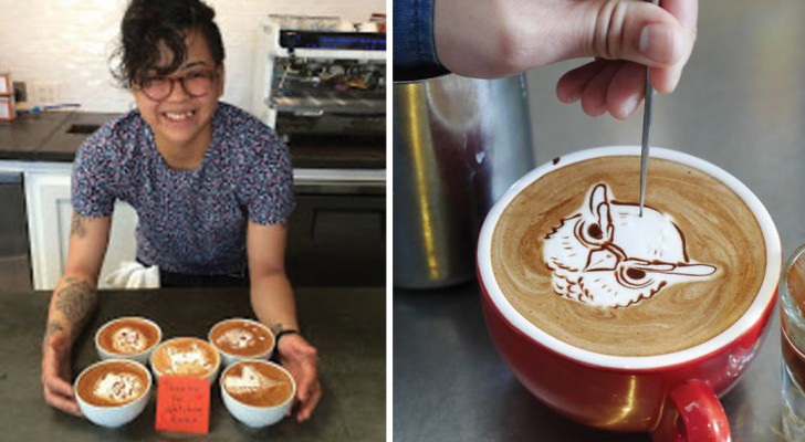 Een barista begint voor de gein met het opleuken van kopjes cappuccino: de resultaten overtreffen de stoutste verwachtingen