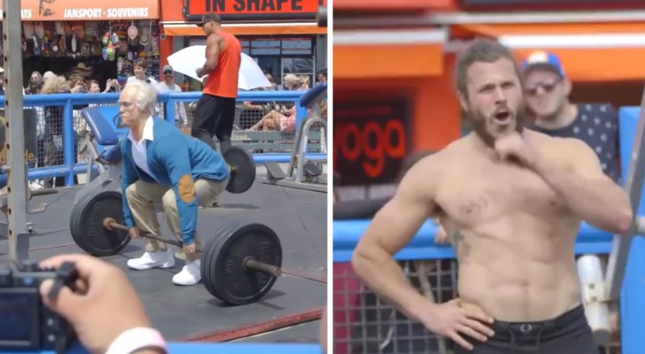 An "elderly" man competes on Muscle Beach --- everyone is speechless!