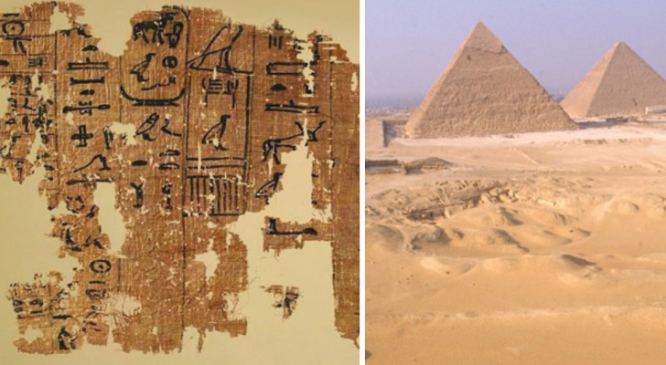 Op deze 4,500 jaar oude papyrusrol is dagelijks de bouwvoortgang van de piramide van Cheops
