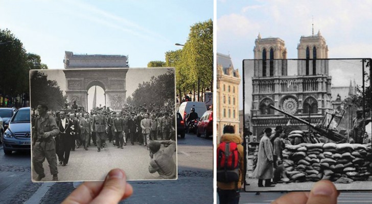Parigi ieri e oggi: 13 foto della fine della guerra inserite nella città moderna